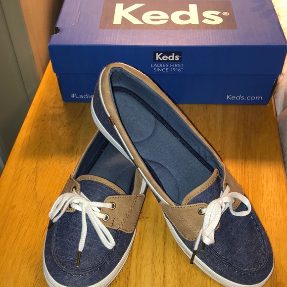 Keds Shoes - Keds glimmer chambray navy loafers 10m